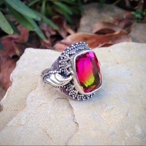 solid sterling silver bicolor quartz ring